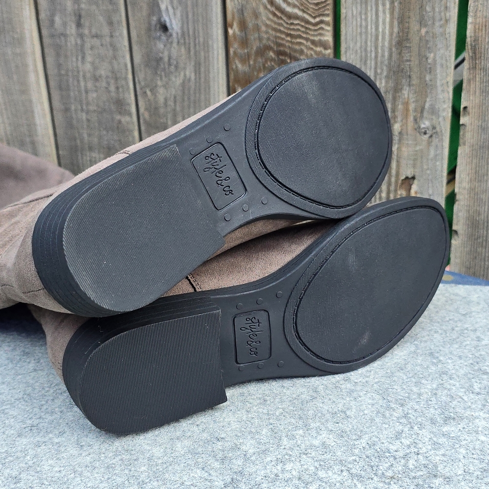 Style & Co.Style Womens Hayley Faux Suede Zipper Riding Boots Taupe Sz 6.5 - Picture 8 of 13